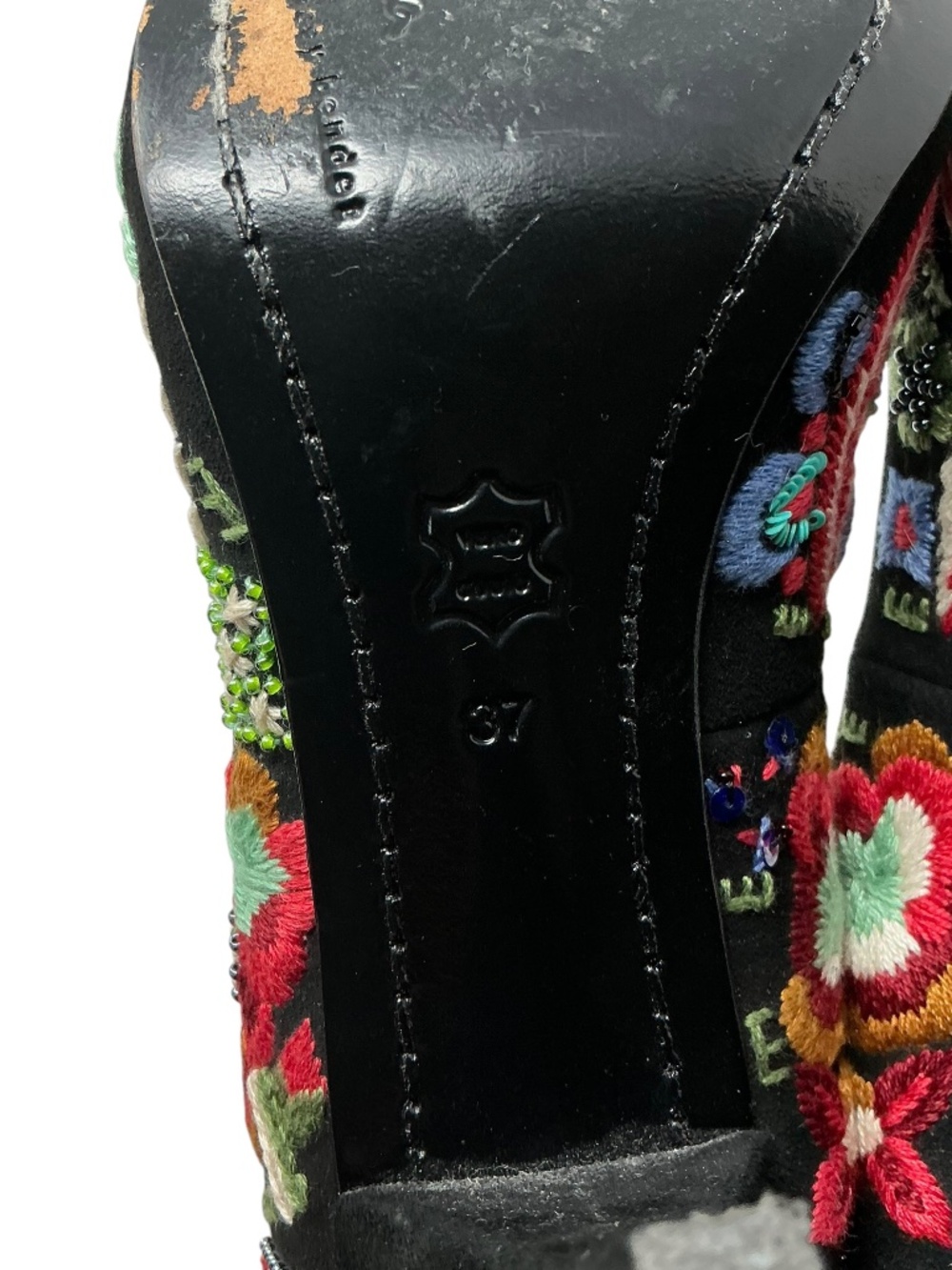 Alice + Olivia Embroidered Beaded Velvet Floral Pointed Toe Pumps Size 7 - Picture 7 of 16